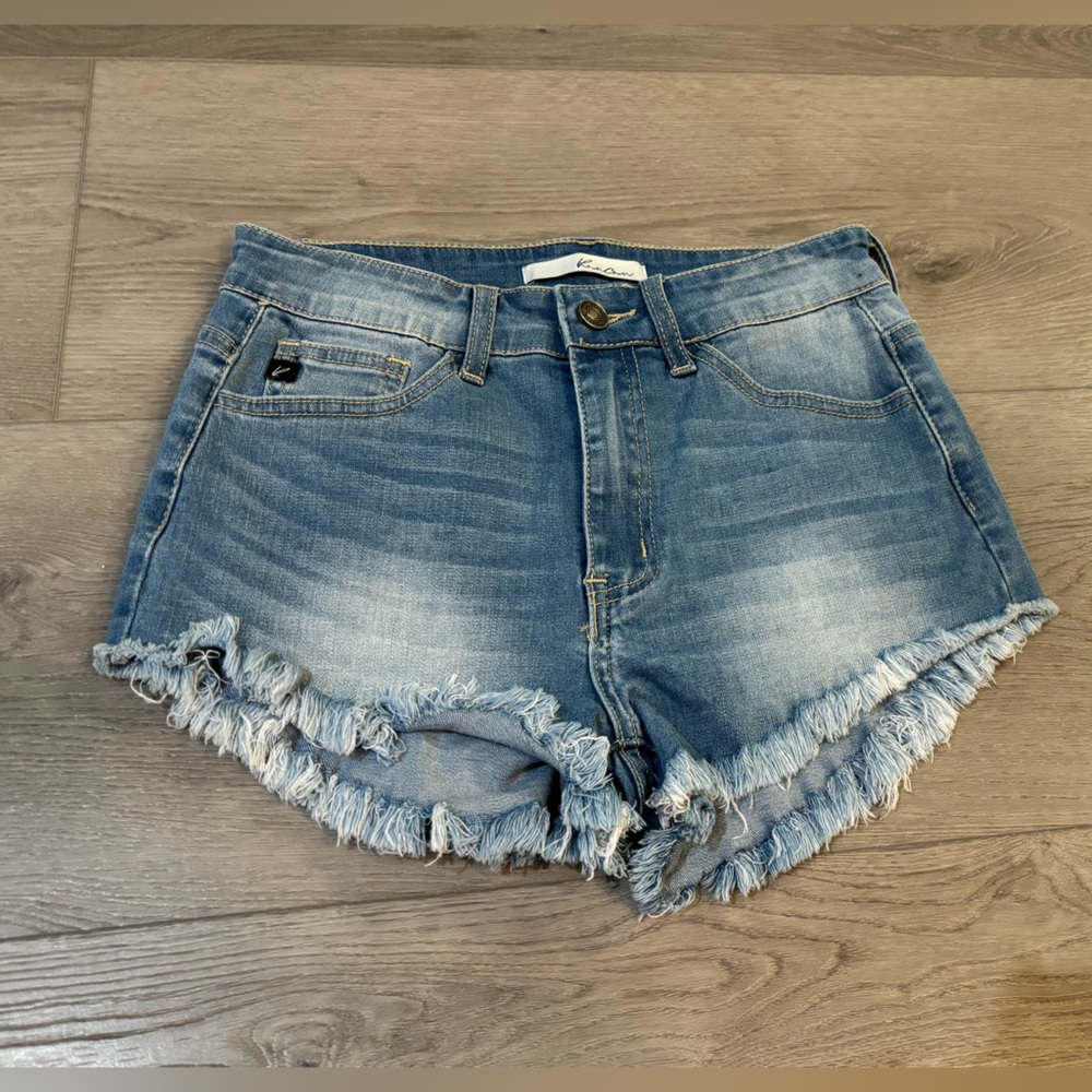 KanCan Blue Denim Frayed Jean Shorts - Size 25 - Picture 14 of 14
